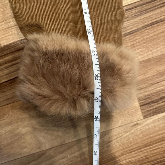 Gemini Women's M Genuine Rabbit Fur Lined Brown Corduroy Snap Front Jacket 😎 - Picture 11 of 14